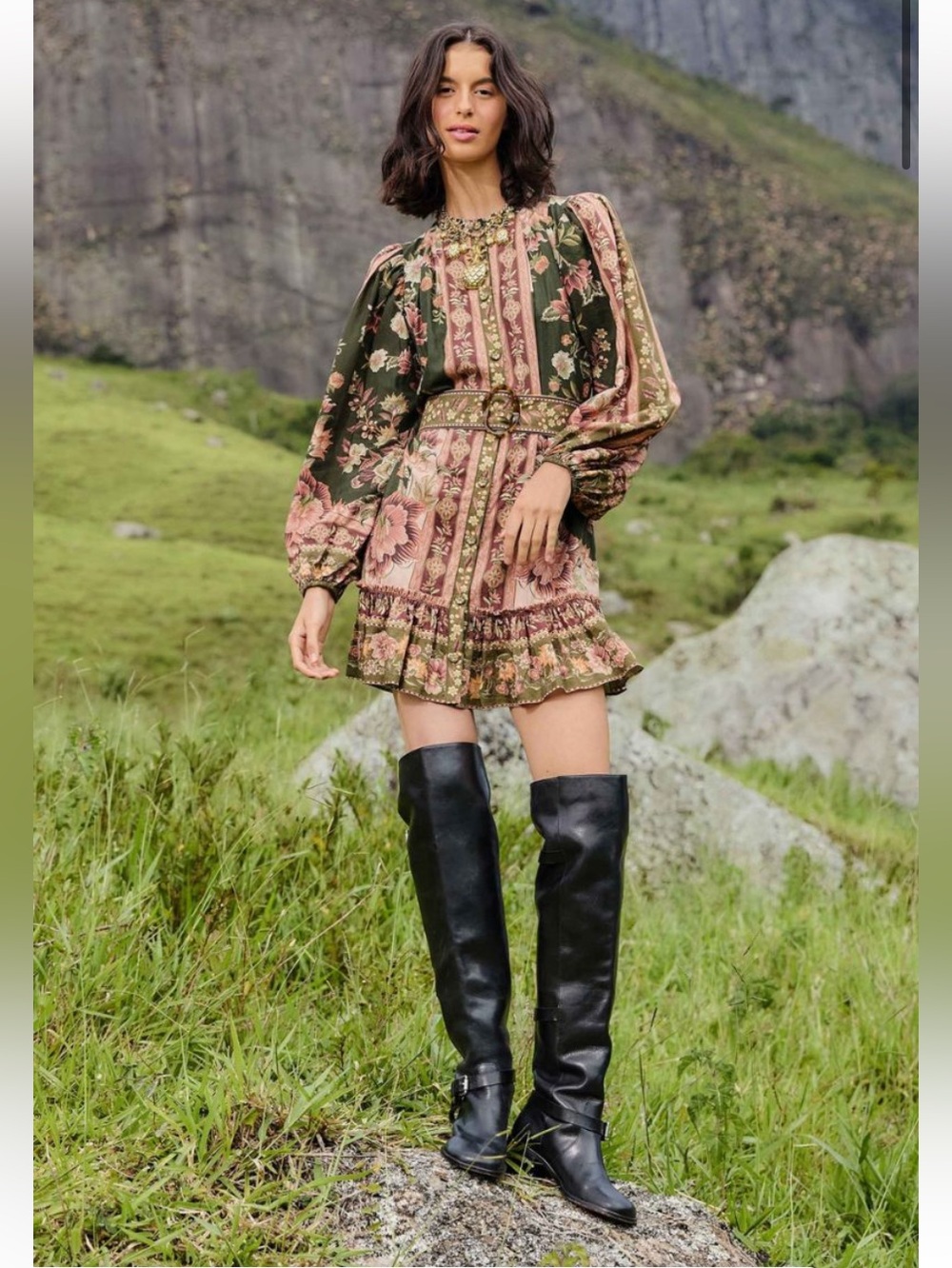 NWT Size M - FARM RIO Green Flowering Garden Tree Cotton Blend Mini Dress - Picture 14 of 15